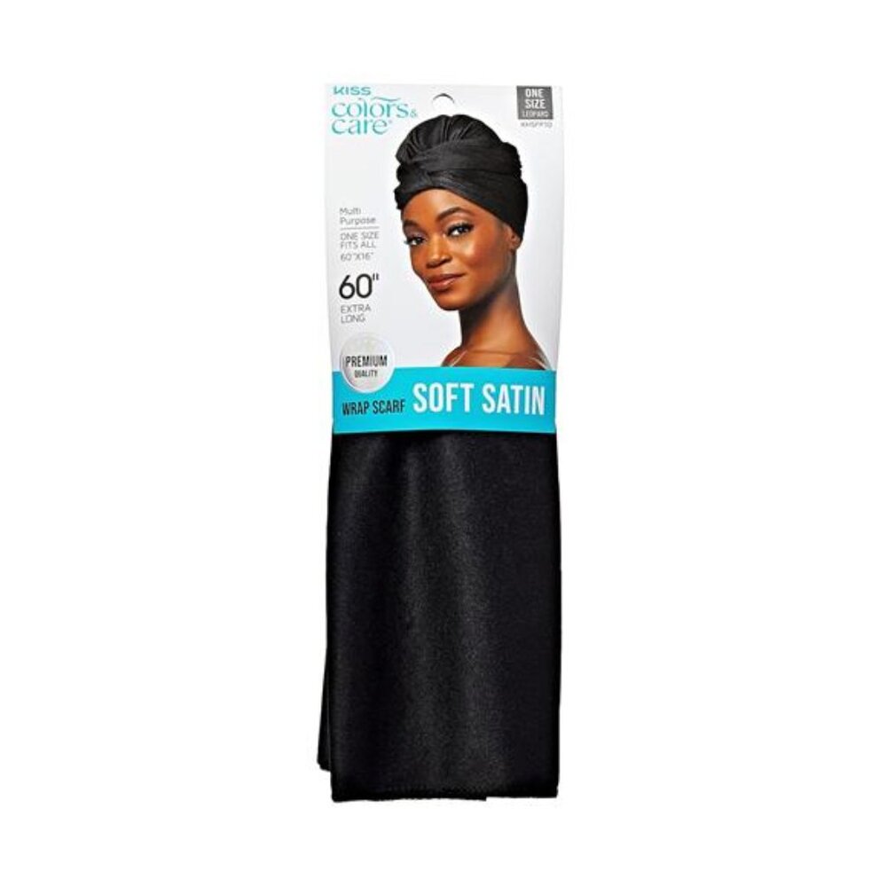 Soft Satin Hair Wrap Scarf Long Black Frizz Controls Breakage Protection Styling